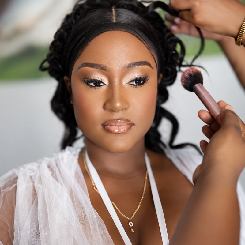 A bride in soft glam makeup by Sasha Beautee
